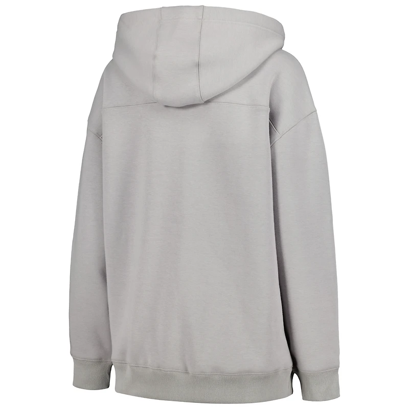 Women's The Wild Collective  Gray Minnesota Vikings Faux Fur Lined Tri-Blend Full-Zip Hoodie