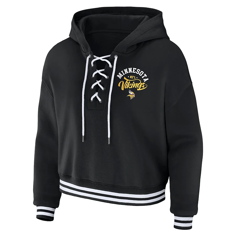 Sweat à capuche lacets noir pour femme WEAR by Erin Andrews des Minnesota Vikings