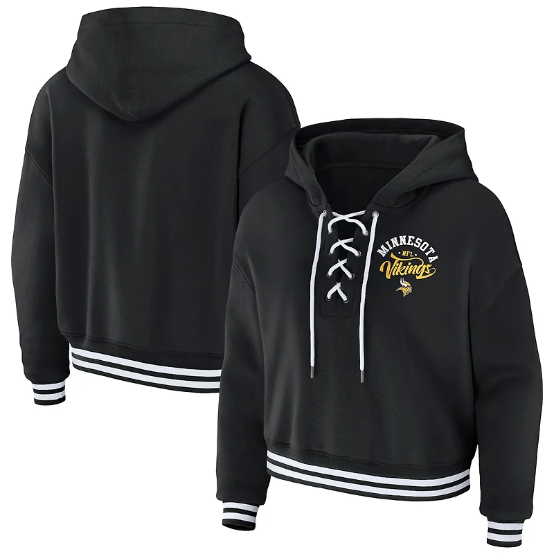 Sweat à capuche lacets noir pour femme WEAR by Erin Andrews des Minnesota Vikings
