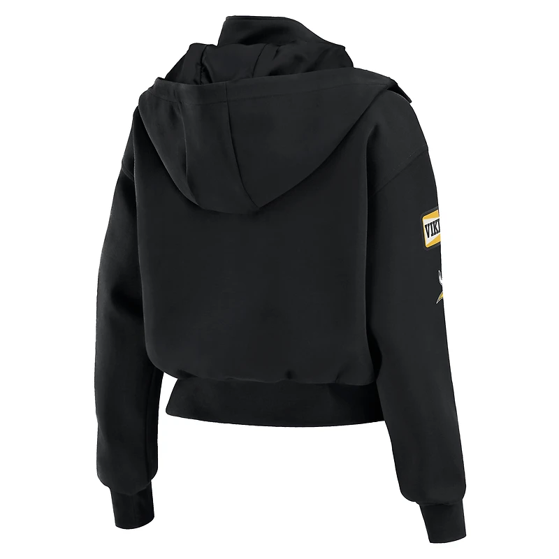 Veste bomber courte zippée noire à poches plaquées pour femme WEAR by Erin Andrews des Vikings du Minnesota