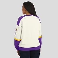 Sweat-shirt à col en V crème WEAR by Erin Andrews pour femme, motif Minnesota Vikings Racing