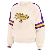 Pull à rayures crème des Vikings du Minnesota pour femme WEAR by Erin Andrews
