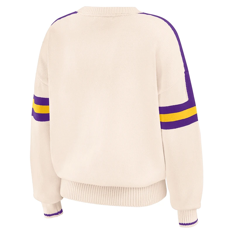 Pull à rayures crème des Vikings du Minnesota pour femme WEAR by Erin Andrews