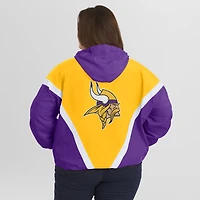 Women's WEAR by Erin Andrews Gold/Purple Minnesota Vikings Plus Retro Crinkle Full-Zip Hoodie Windbreaker Jacket