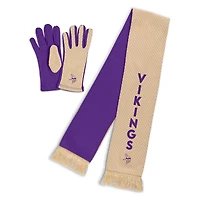Women's WEAR by Erin Andrews Minnesota Vikings Tonal Microcheck Scarf & Glove Set