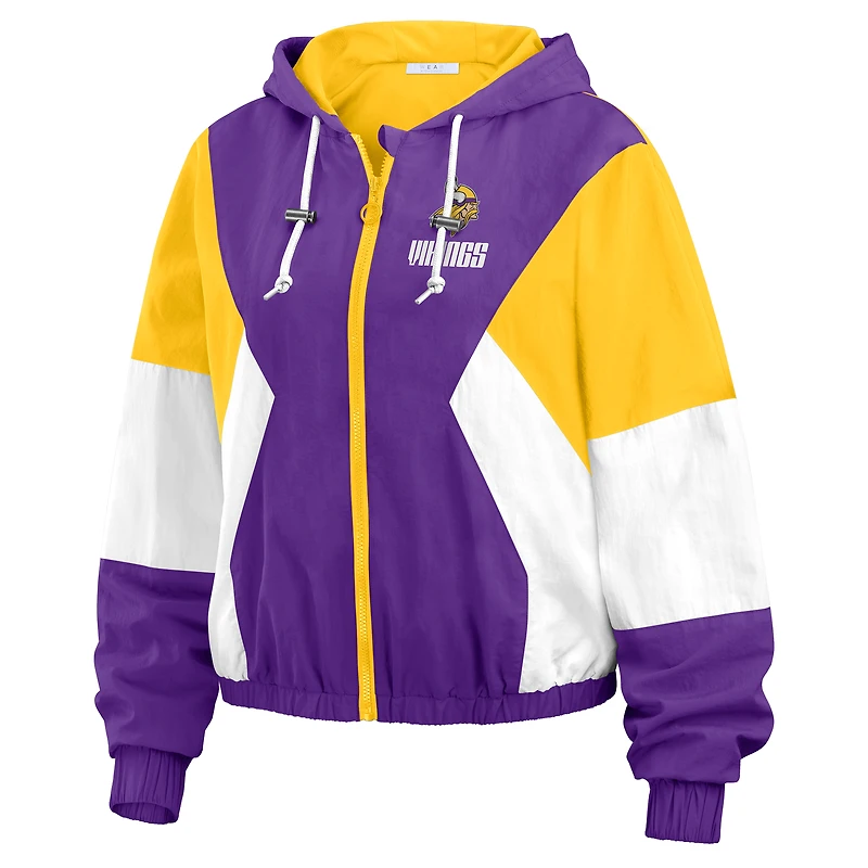 Veste coupe-vent entièrement zippée à blocs de couleurs violet/doré WEAR by Erin Andrews pour femme des Minnesota Vikings