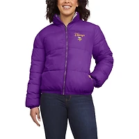 Women's WEAR by Erin Andrews  Purple/White Minnesota Vikings Reversible Cropped Full-Zip Puffer Jacket