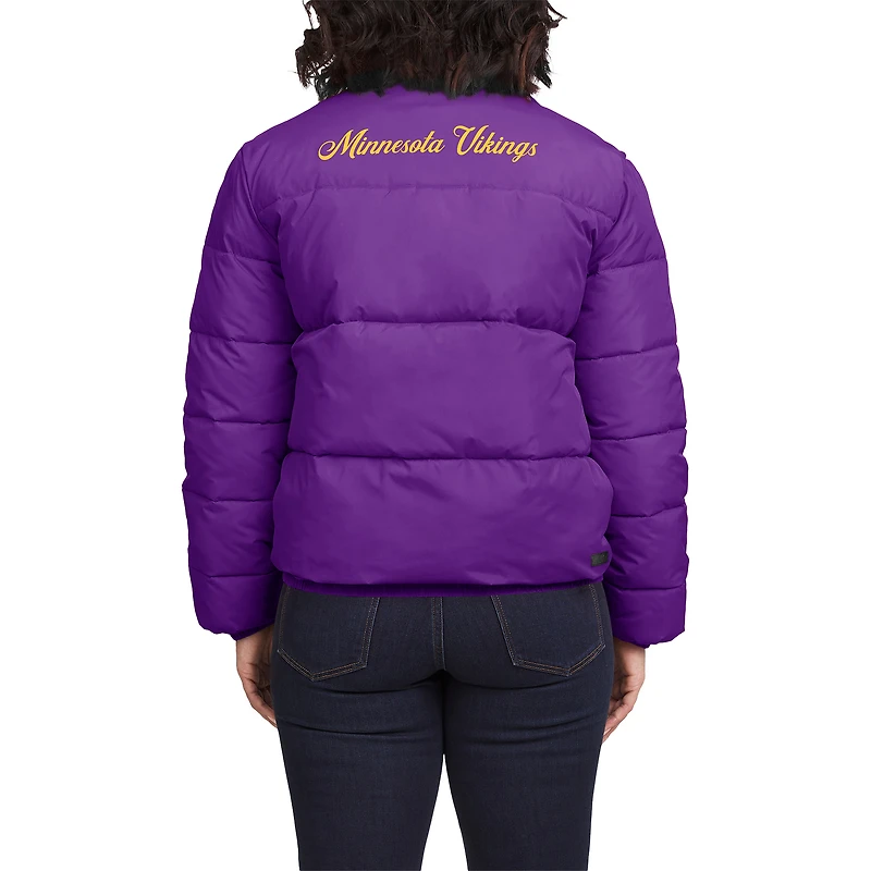 Women's WEAR by Erin Andrews  Purple/White Minnesota Vikings Reversible Cropped Full-Zip Puffer Jacket