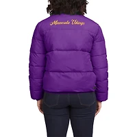 Women's WEAR by Erin Andrews  Purple/White Minnesota Vikings Reversible Cropped Full-Zip Puffer Jacket