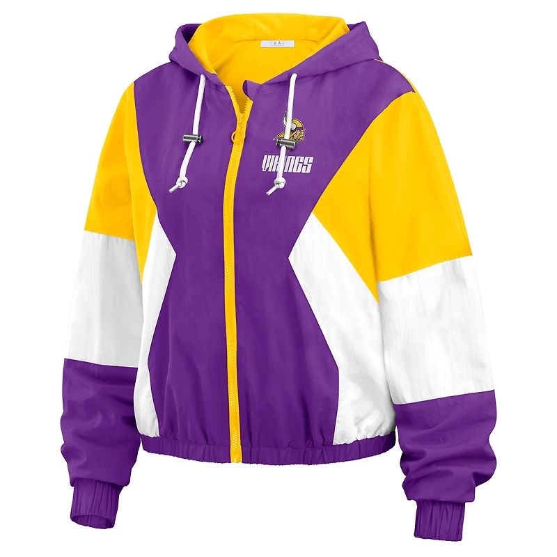 Veste coupe-vent zippée à blocs de couleurs violet/jaune pour femme WEAR by Erin Andrews Minnesota Vikings grande taille