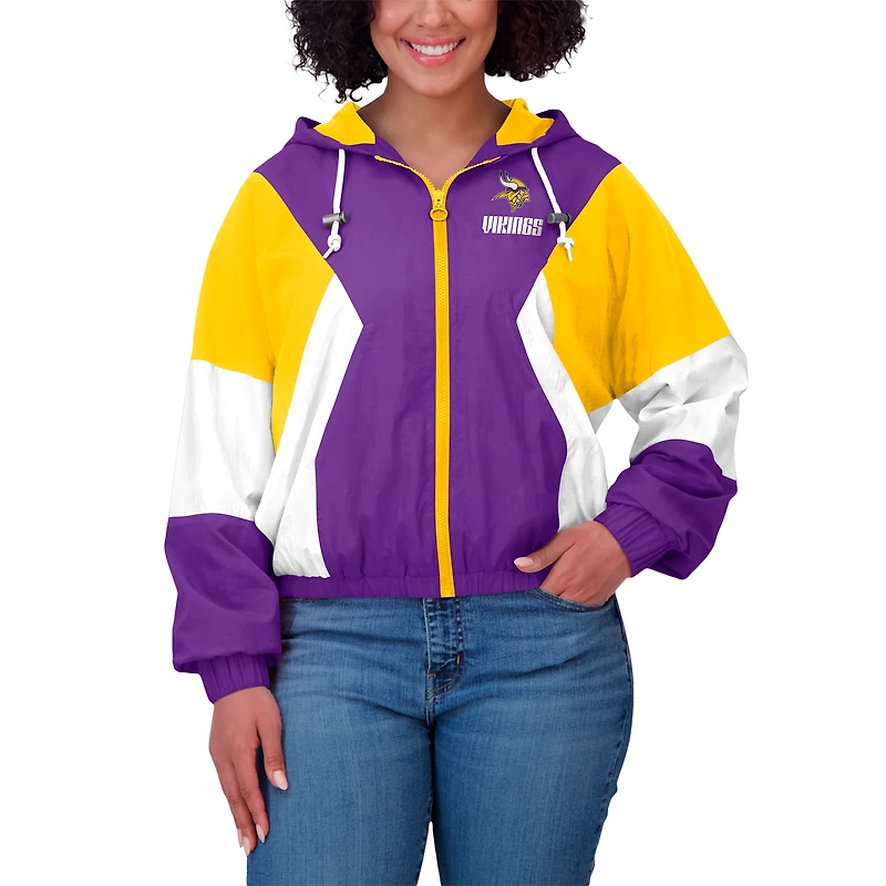 Women's WEAR by Erin Andrews Purple/Yellow Minnesota Vikings Plus Color Block Full-Zip Windbreaker Jacket