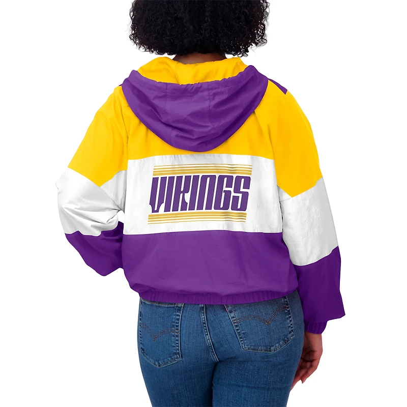 Veste coupe-vent zippée à blocs de couleurs violet/jaune pour femme WEAR by Erin Andrews Minnesota Vikings grande taille