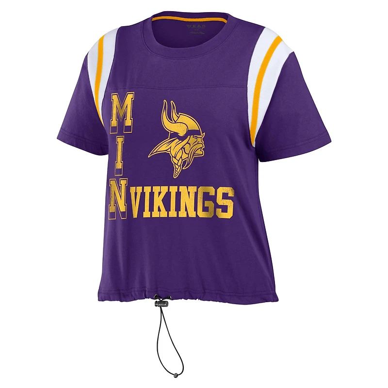 Women's WEAR by Erin Andrews Purple Minnesota Vikings Cinched Colorblock T-Shirt