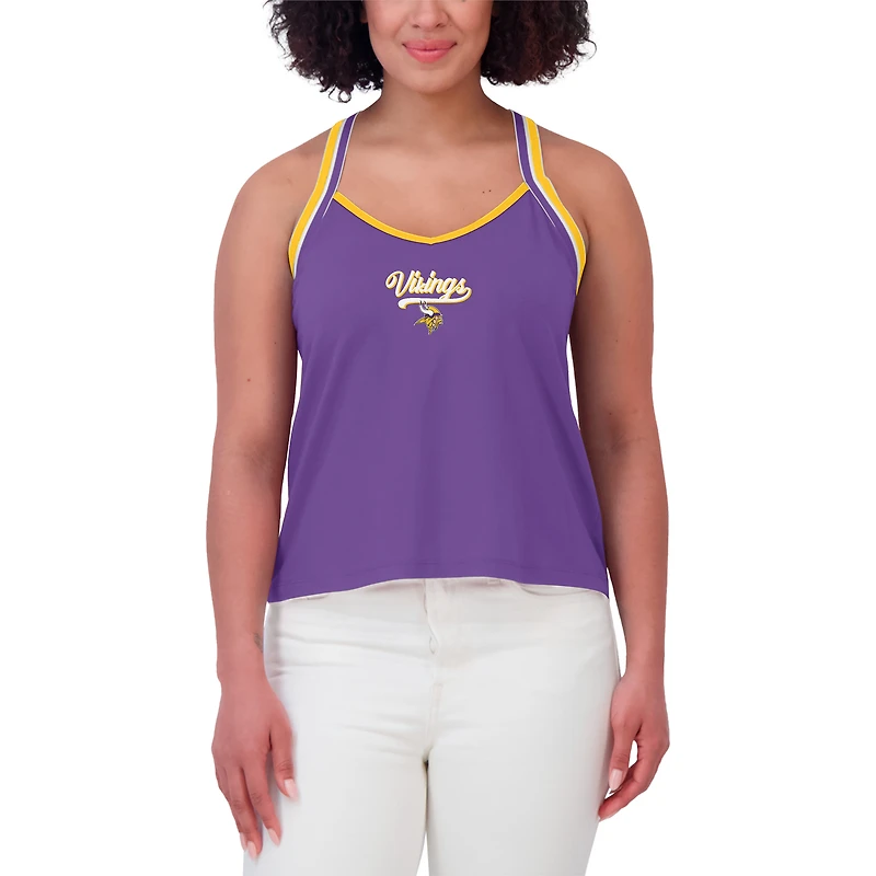 Women's WEAR by Erin Andrews Purple Minnesota Vikings Cross Strap Tri-Blend Tank Top
