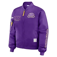 Veste aviateur zippée intégrale violette à patch Minnesota Vikings pour femme WEAR by Erin Andrews