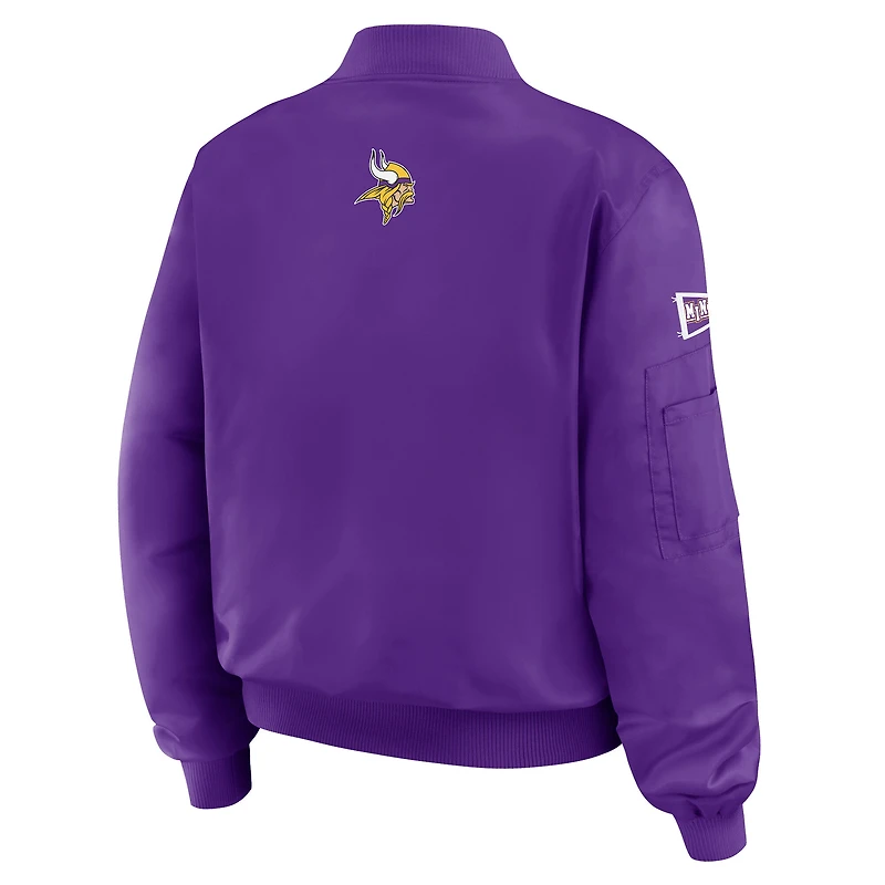 Women's WEAR by Erin Andrews Purple Minnesota Vikings Patch Full-Zip Bomber Jacket
