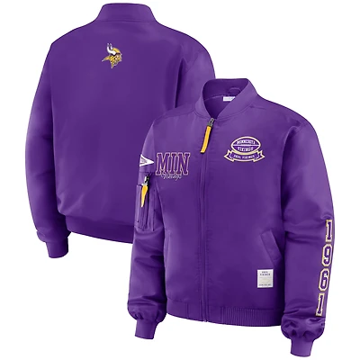 Veste aviateur zippée intégrale violette à patch Minnesota Vikings pour femme WEAR by Erin Andrews