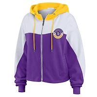 Women's WEAR by Erin Andrews Purple Minnesota Vikings Plus Color Block Full-Zip Hoodie