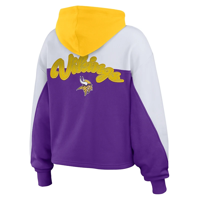 Women's WEAR by Erin Andrews Purple Minnesota Vikings Plus Color Block Full-Zip Hoodie