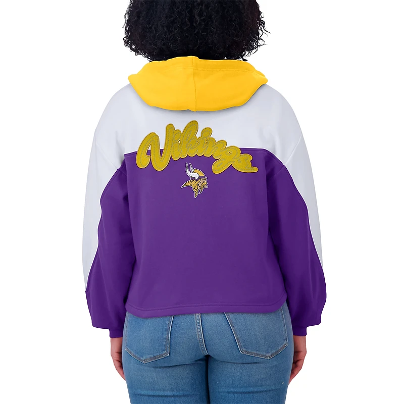 Women's WEAR by Erin Andrews Purple Minnesota Vikings Plus Color Block Full-Zip Hoodie