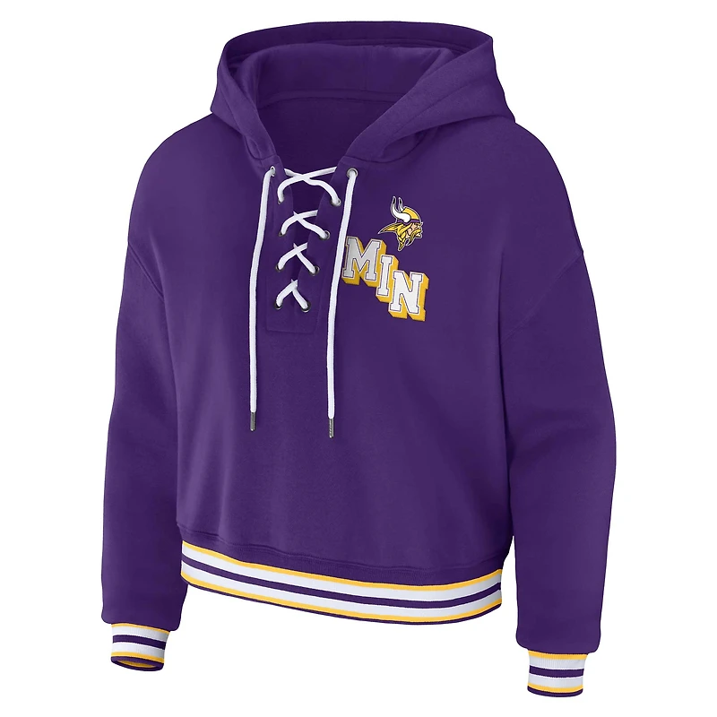 Women's WEAR by Erin Andrews Purple Minnesota Vikings Plus Lace-Up Pullover Hoodie