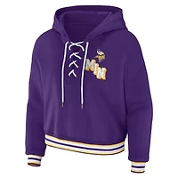 Women's WEAR by Erin Andrews Purple Minnesota Vikings Plus Lace-Up Pullover Hoodie