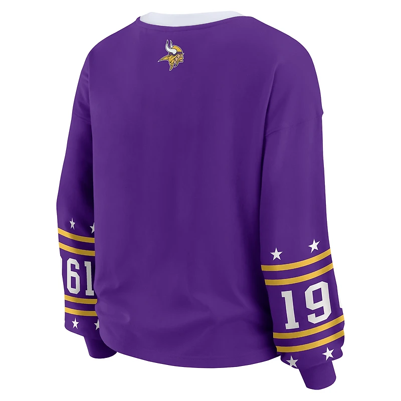 T-shirt de sport à manches longues violet grande taille pour femme WEAR by Erin Andrews, Vikings du Minnesota