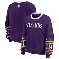 T-shirt de sport à manches longues violet WEAR by Erin Andrews pour femme, motif Vikings du Minnesota