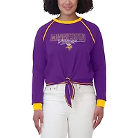 T-shirt à manches longues nouer sur le devant violet pour femme WEAR by Erin Andrews des Minnesota Vikings