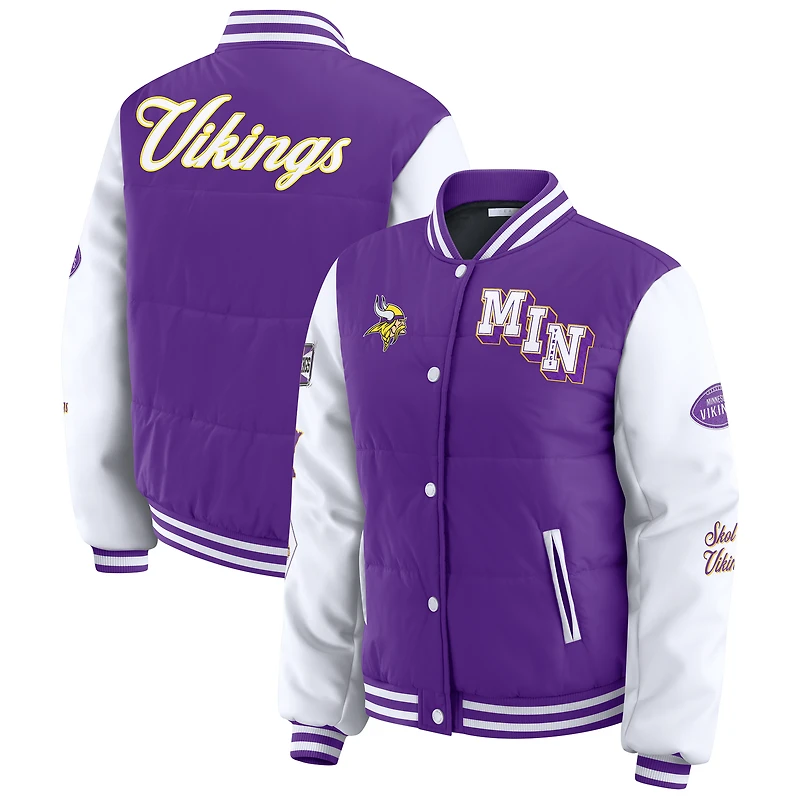 Veste matelassée violette à boutons-pression pour femme WEAR by Erin Andrews des Vikings du Minnesota