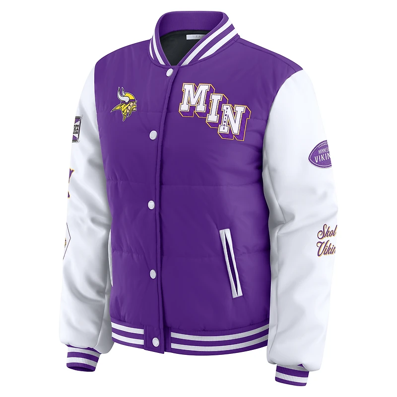 Veste matelassée violette à boutons-pression pour femme WEAR by Erin Andrews des Vikings du Minnesota