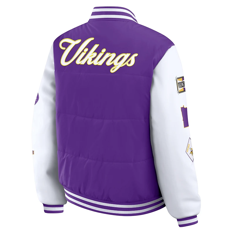 Veste matelassée violette à boutons-pression pour femme WEAR by Erin Andrews des Vikings du Minnesota