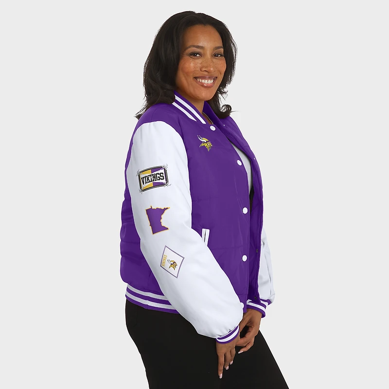 Veste matelassée violette à boutons-pression pour femme WEAR by Erin Andrews des Vikings du Minnesota