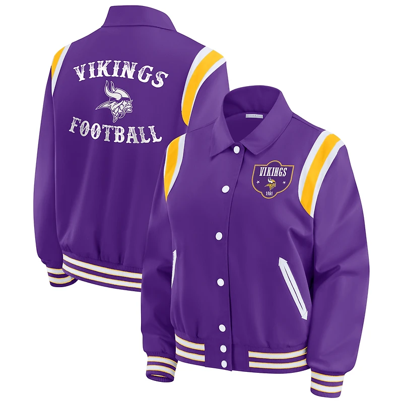 Veste légère à boutons-pression complète violette des Vikings du Minnesota pour femme par Erin Andrews