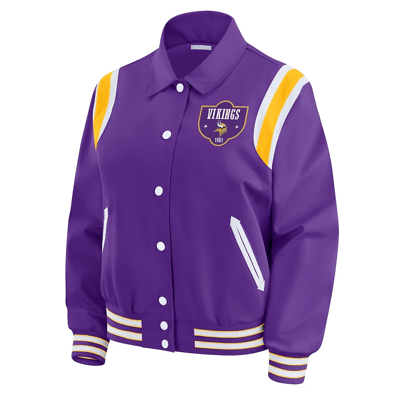 Women's WEAR by Erin Andrews Purple Minnesota Vikings Varsity Lightweight Full-Snap Jacket