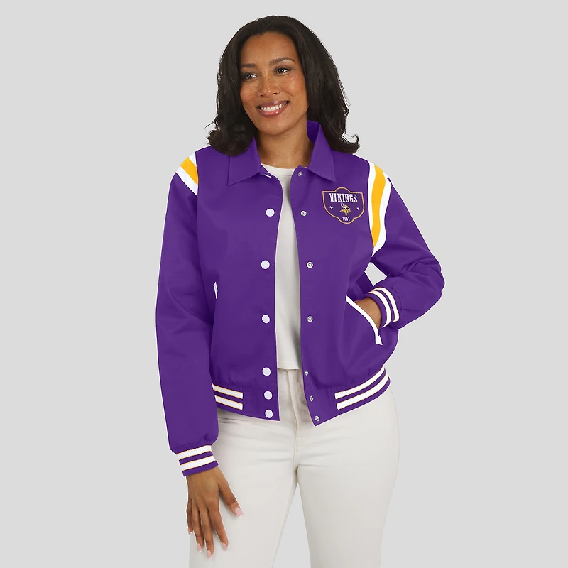 Veste légère à boutons-pression complète violette des Vikings du Minnesota pour femme par Erin Andrews
