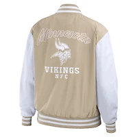 Veste aviateur zippée ton sur pour femme WEAR by Erin Andrews, couleur beige, des Vikings du Minnesota