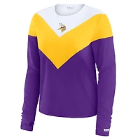 T-shirt à manches longues chevrons tri-blend blanc grande taille pour femme WEAR by Erin Andrews des Minnesota Vikings