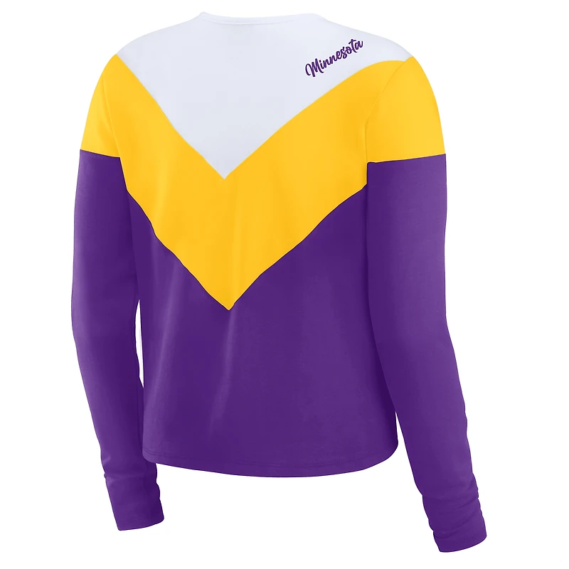 T-shirt à manches longues chevrons tri-blend blanc grande taille pour femme WEAR by Erin Andrews des Minnesota Vikings