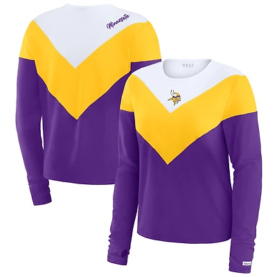 T-shirt à manches longues chevrons tri-blend blanc grande taille pour femme WEAR by Erin Andrews des Minnesota Vikings