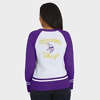 Women's WEAR by Erin Andrews White/Purple Minnesota Vikings Colorblock Raglan Sweater