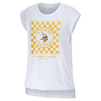 Débardeur à carreaux blanc pour femme WEAR by Erin Andrews des Minnesota Vikings