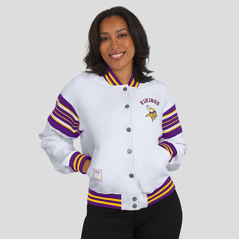 Veste polaire blanche à boutons-pression pour femme WEAR by Erin Andrews des Vikings du Minnesota