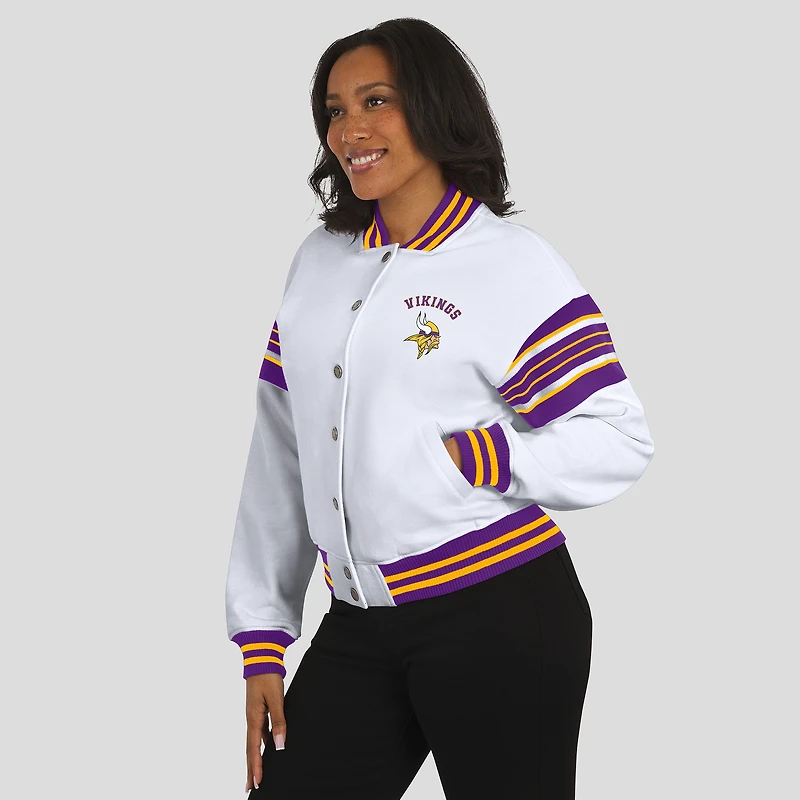 Veste polaire blanche à boutons-pression pour femme WEAR by Erin Andrews des Vikings du Minnesota