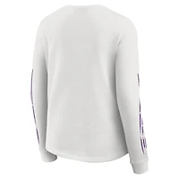 T-shirt blanc à manches longues et imprimé gaufré pour femme WEAR by Erin Andrews, motif Vikings du Minnesota