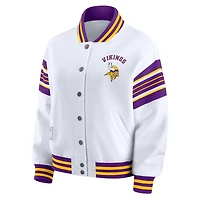 Women's WEAR by Erin Andrews White Minnesota Vikings Plus Full-Snap Fleece Sweatshirt Jacket