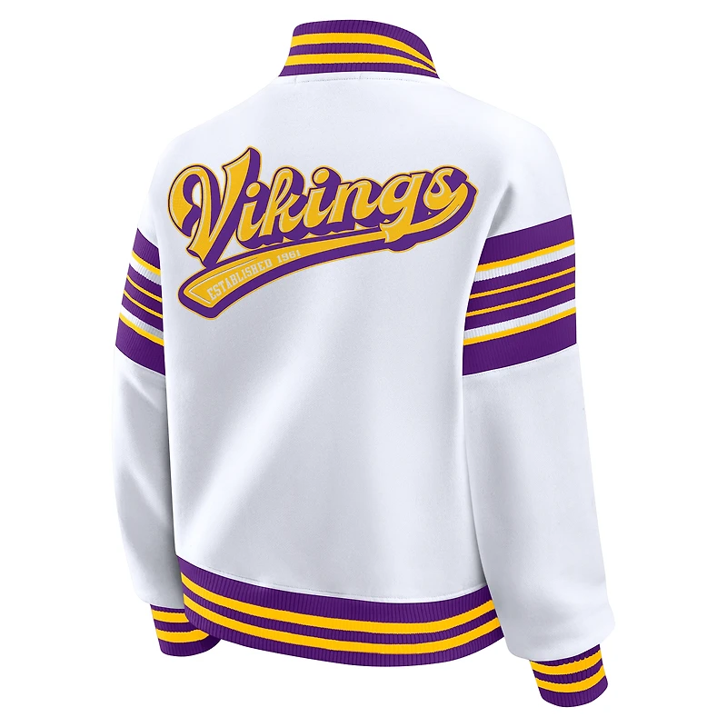 Women's WEAR by Erin Andrews White Minnesota Vikings Plus Full-Snap Fleece Sweatshirt Jacket