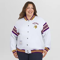 Women's WEAR by Erin Andrews White Minnesota Vikings Plus Full-Snap Fleece Sweatshirt Jacket