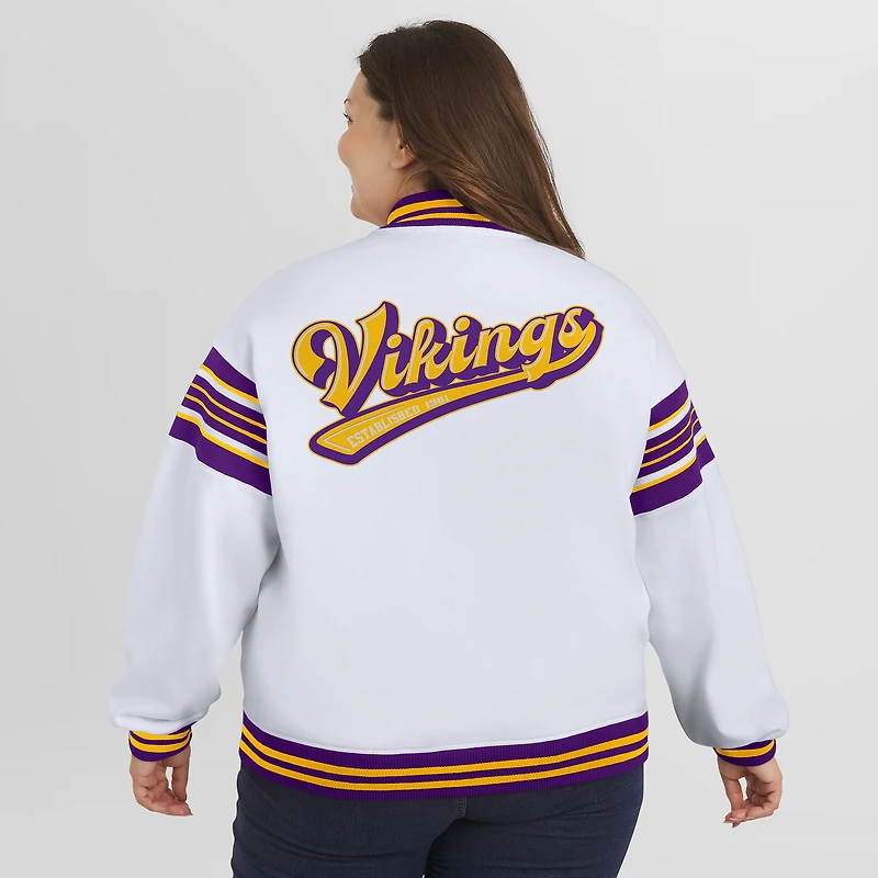 Women's WEAR by Erin Andrews White Minnesota Vikings Plus Full-Snap Fleece Sweatshirt Jacket