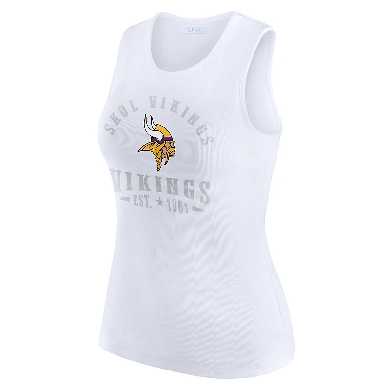 Débardeur côtelé blanc à imprimé graphique WEAR by Erin Andrews pour femme